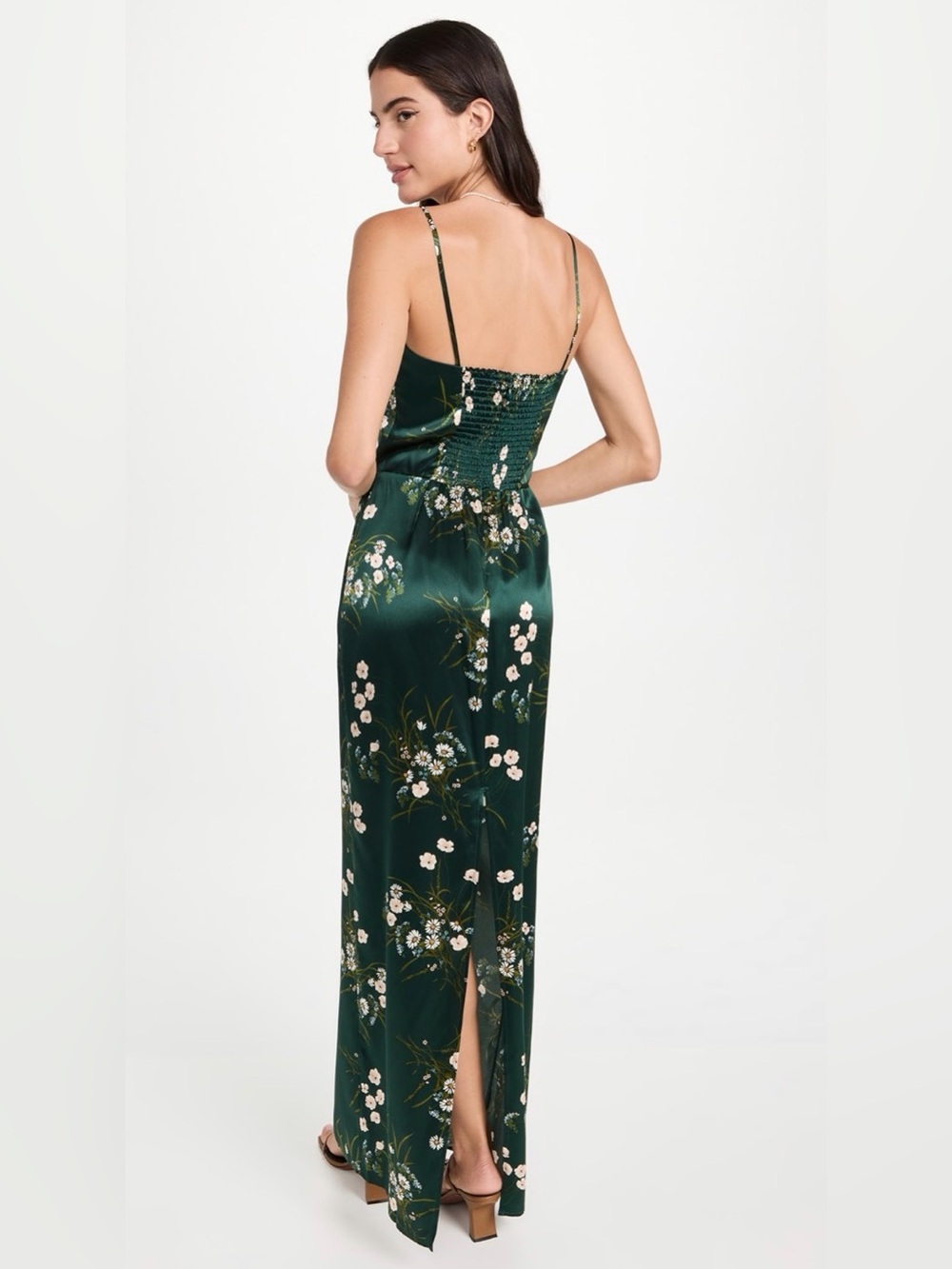 Reformation Frankie Silk Maxi Dress in Buena Green Floral - Picture 2 of 12